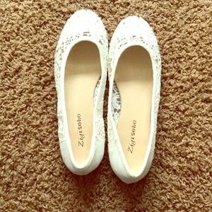 White lace flats